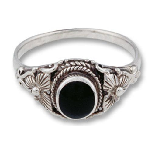 Silver Ring Flower and Stone