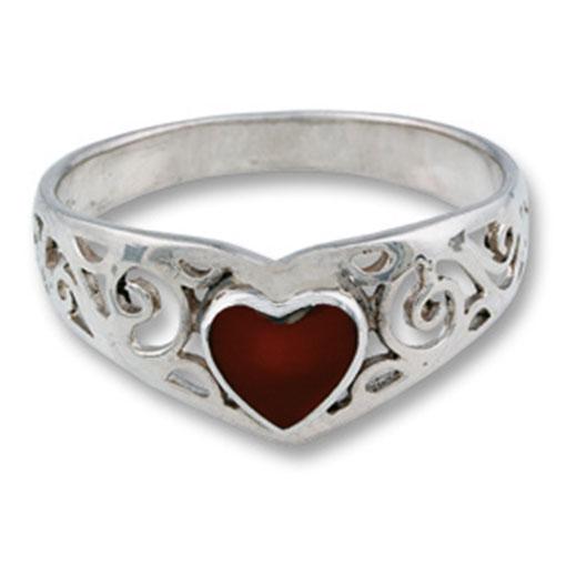 Silver Heart Ring- Filigree Framing