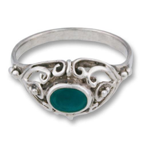 Silver Ring with Side Oval Shaped Stone