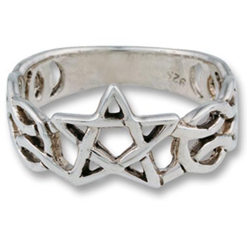 Sterling Silver Pentagram Celtic Knot Ring