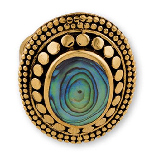 Gypsy Gold Ring- Ornate Oval w Stone