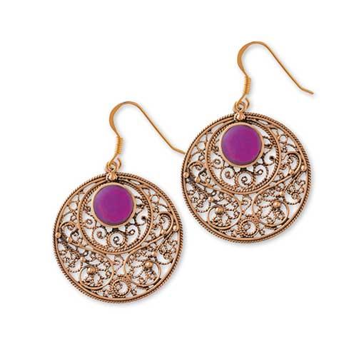 Gypsy Gold Filigree Earrings with Stones 