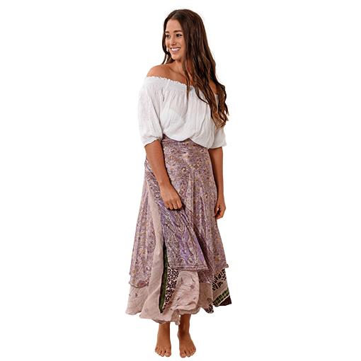 Recycled Sari Wrap Skirt- Reversible- Full Length