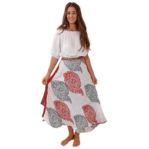 Recycled Sari Wrap Skirt- Reversible- Full Length