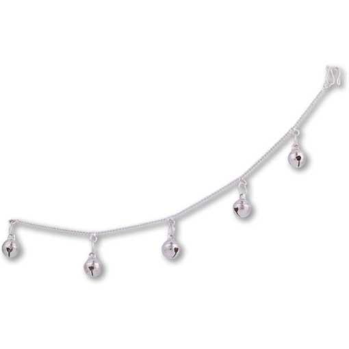 White Metal Anklet with Large Bells (12 Pack)